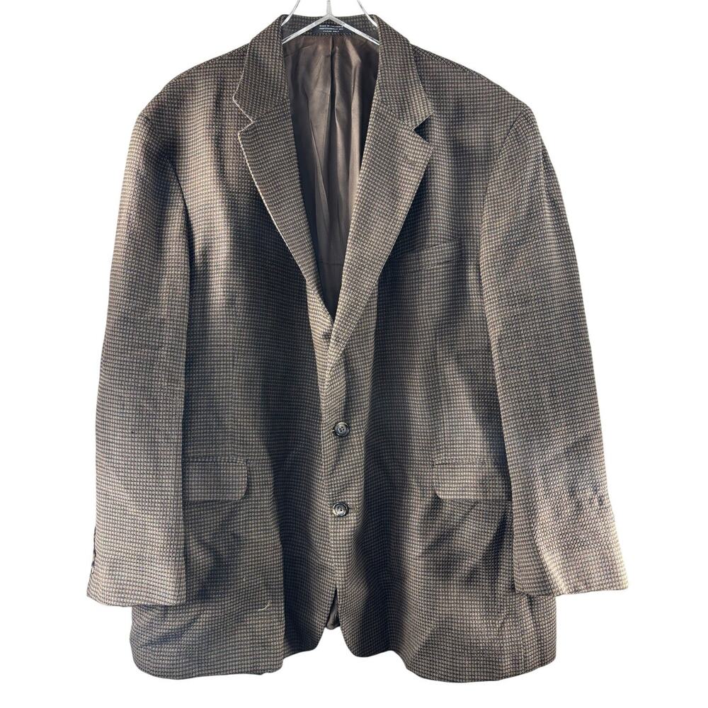 Vintage Baracuta‎ 100% Wool Brown Dinner Sport Coat Jacket Blazer Plaid Mens 52R